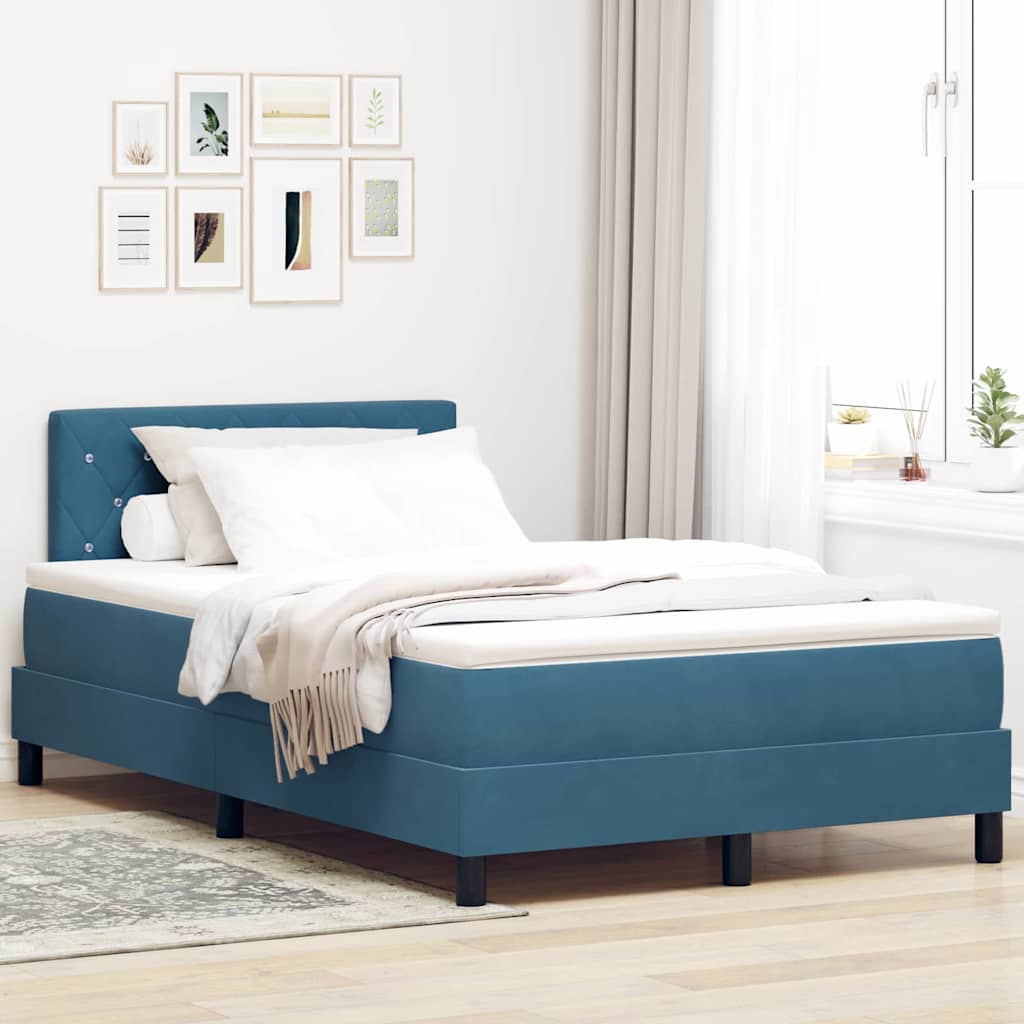 LED Boxspringbett Dunkelblau 120x190 cm mit Matratze
