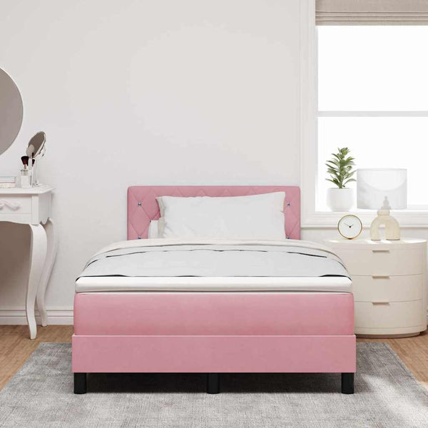vidaXL Lit coffre à LED avec matelas LED Rose 120 x 190 cm Velours