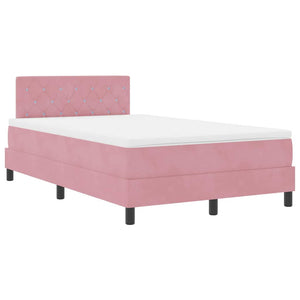 vidaXL Lit coffre à LED avec matelas LED Rose 120 x 190 cm Velours