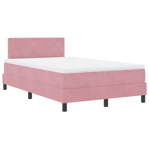 vidaXL Lit coffre à LED avec matelas LED Rose 120 x 190 cm Velours