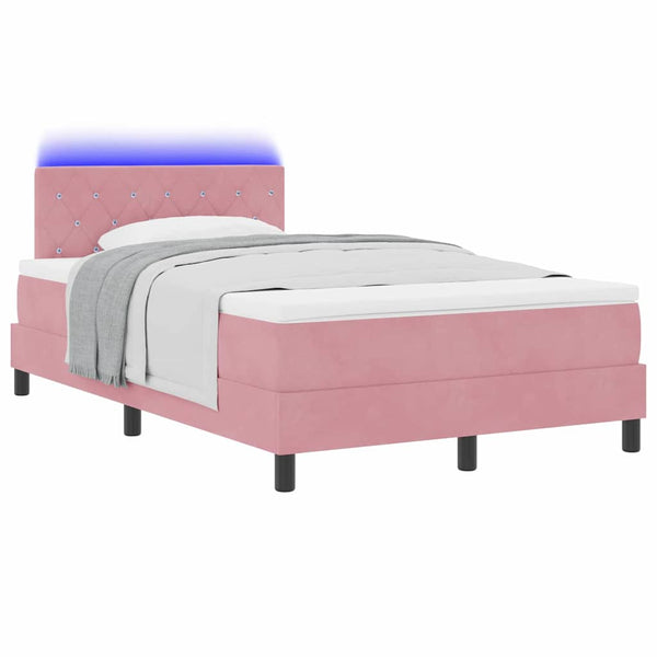 vidaXL Lit coffre à LED avec matelas LED Rose 120 x 190 cm Velours