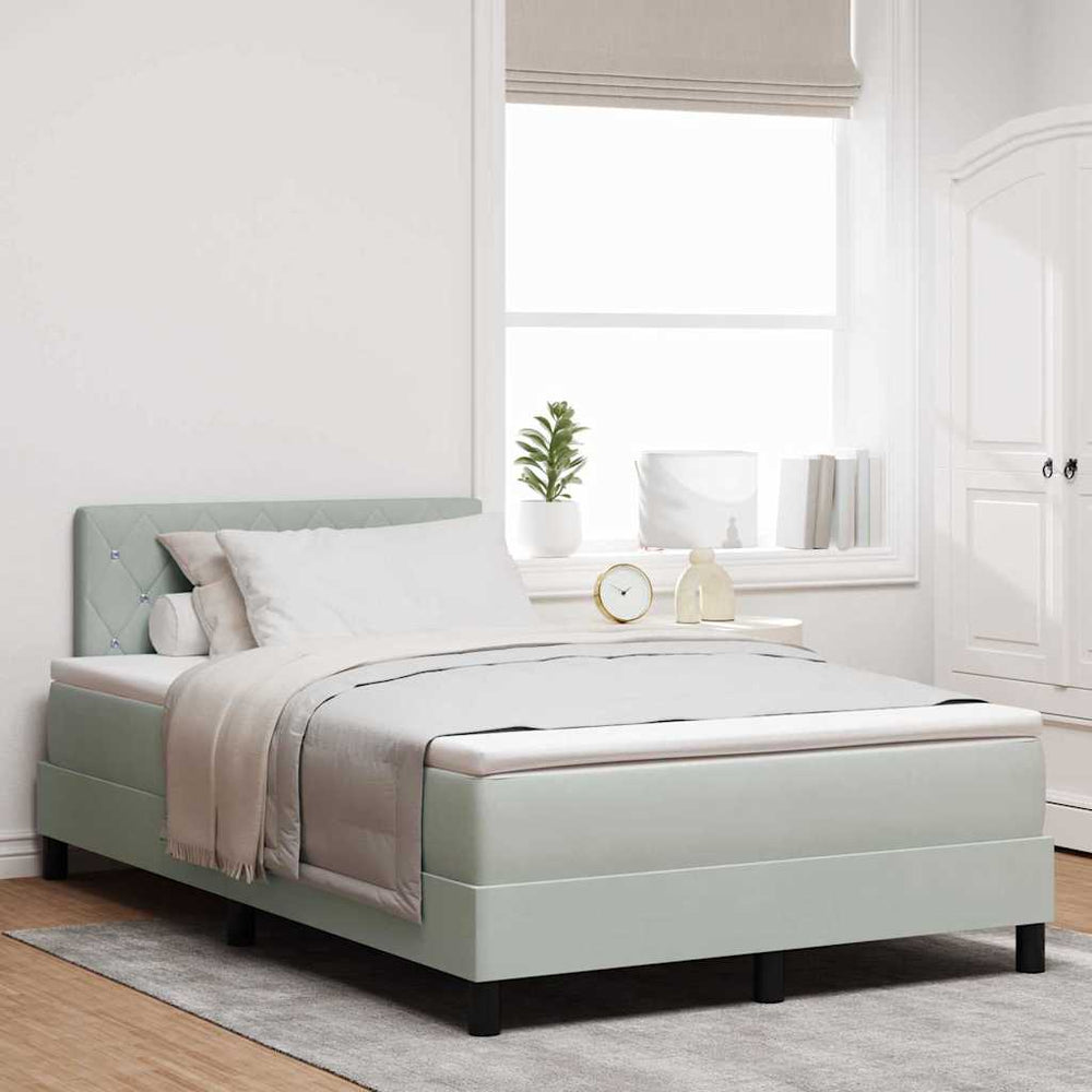 vidaXL Lit coffre à LED avec matelas Gris clair 120 x 200 cm Velours