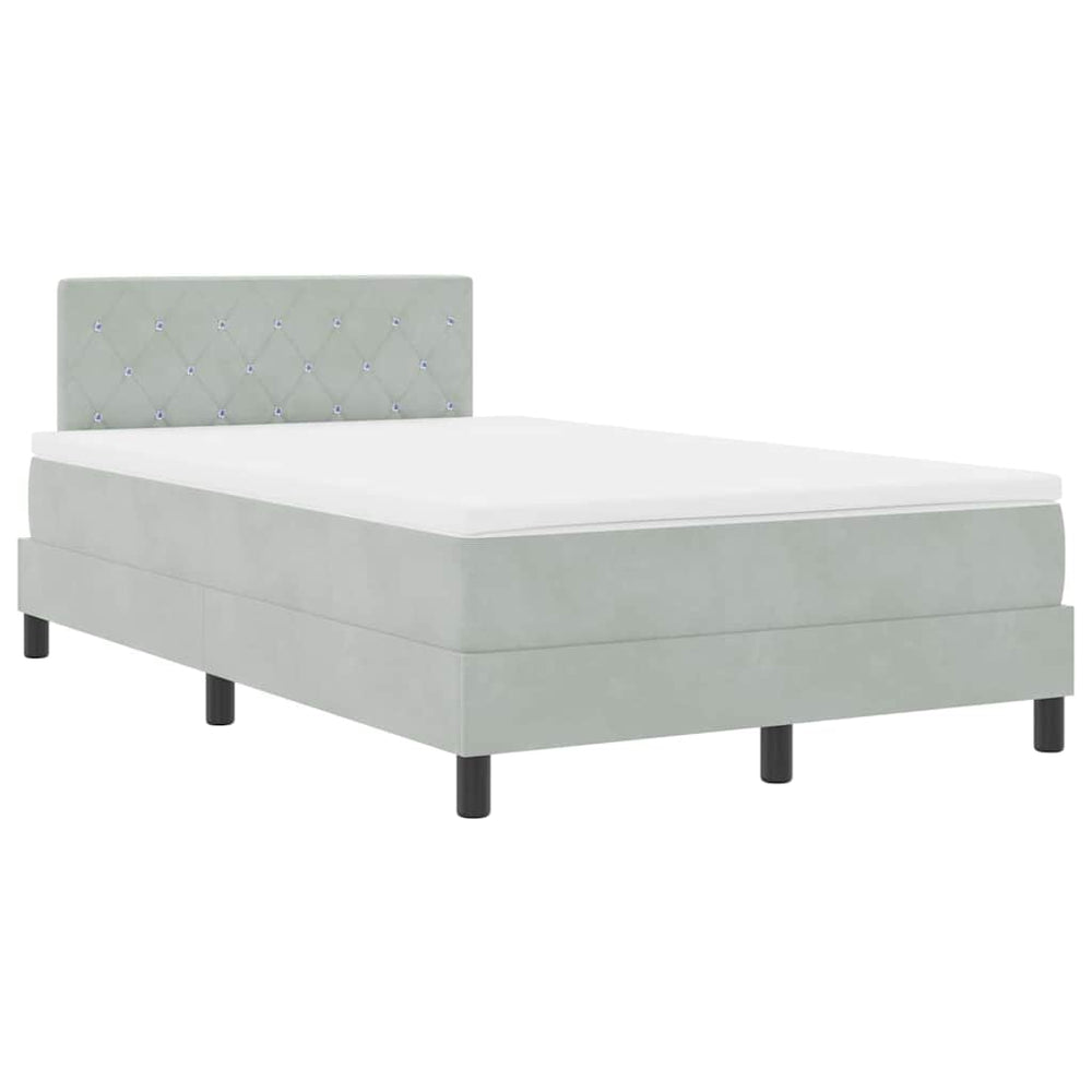 vidaXL Lit coffre à LED avec matelas Gris clair 120 x 200 cm Velours