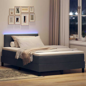 vidaXL Lit coffre à LED avec matelas Gris foncé 120 x 200 cm Velours