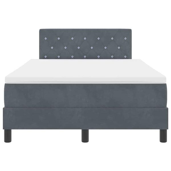 vidaXL Lit coffre à LED avec matelas Gris foncé 120 x 200 cm Velours