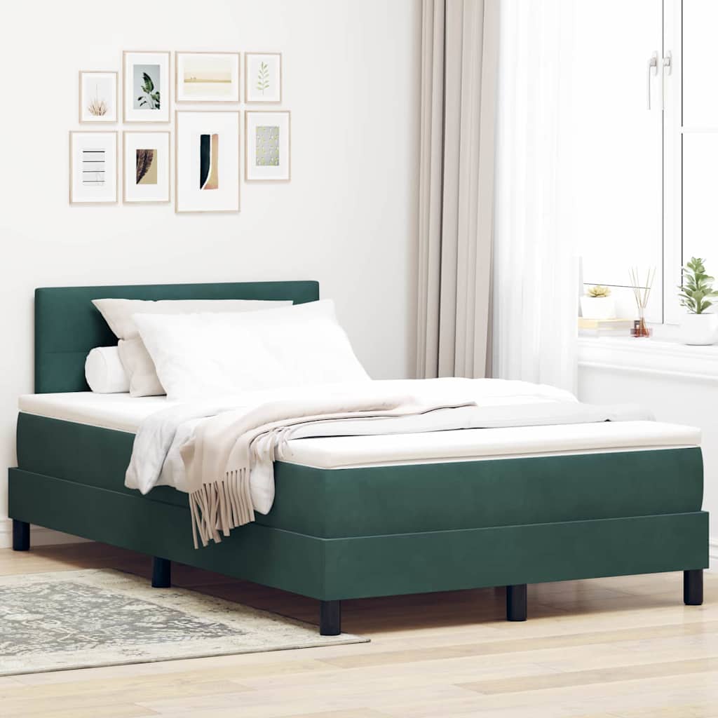 vidaXL Lit coffre à LED avec matelas Vert foncé 120 x 200 cm Velours