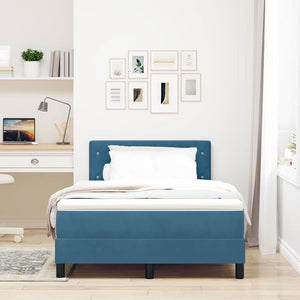vidaXL Lit à sommier tapissier à LED avec matelas velours bleu foncé 120 x 200 cm