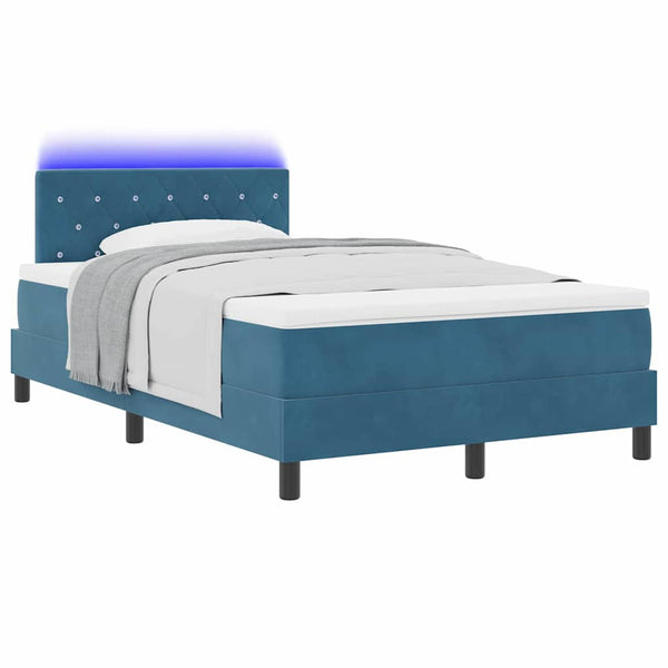 vidaXL Lit à sommier tapissier à LED avec matelas velours bleu foncé 120 x 200 cm