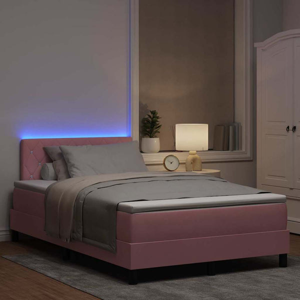 LED Boxspringbett Rosa 120x200 cm mit Matratze