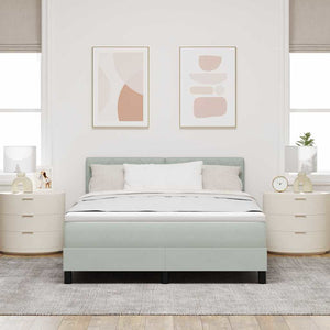 vidaXL Lit double tapissier LED avec matelas Gris clair 140 x 190 cm Velours