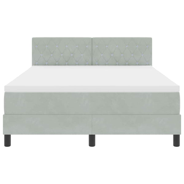 vidaXL Lit double tapissier LED avec matelas Gris clair 140 x 190 cm Velours