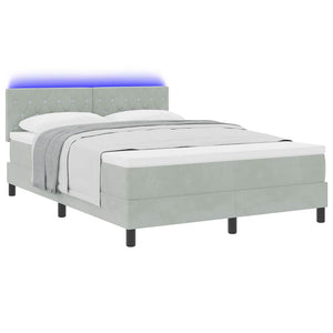 vidaXL Lit double tapissier LED avec matelas Gris clair 140 x 190 cm Velours