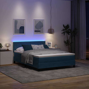 LED Boxspringbett mit Matratze Dunkelblau 140x190 cm