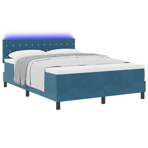 LED Boxspringbett mit Matratze Dunkelblau 140x190 cm
