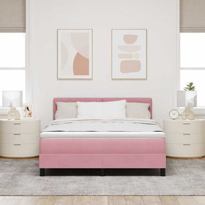 LED Boxspringbett Rosa Samt 140x190 cm