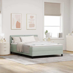 vidaXL Lit coffre à LED avec matelas Gris clair 140 x 200 cm Velours