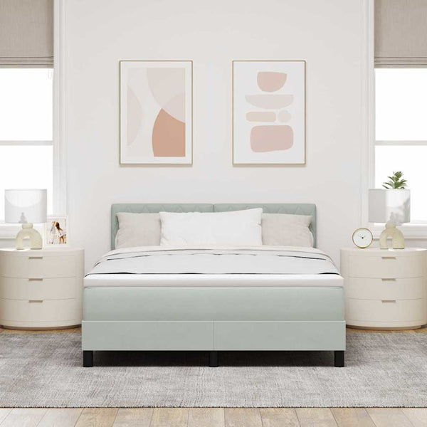 vidaXL Lit coffre à LED avec matelas Gris clair 140 x 200 cm Velours