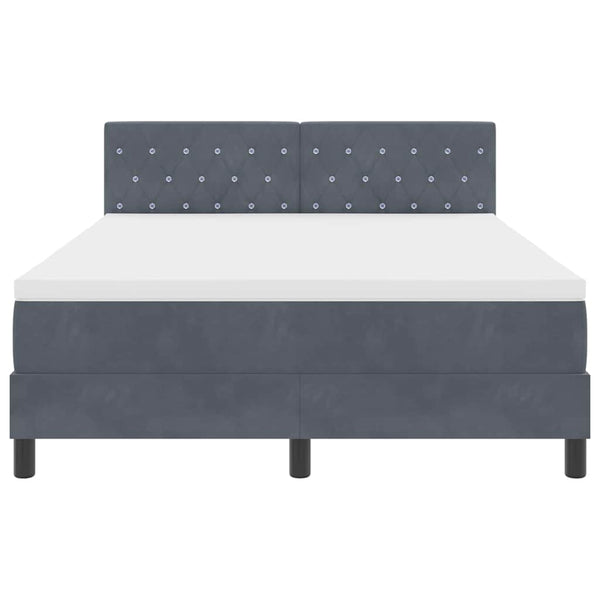 vidaXL Lit capitonné à LED avec matelas Gris foncé 140 x 200 cm Velours