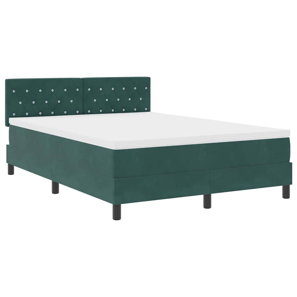 vidaXL Lit coffre à LED avec matelas Velours vert foncé 140 x 200 cm