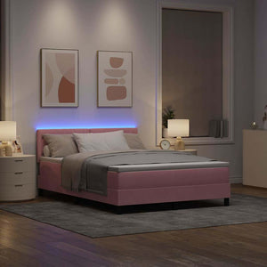 vidaXL Lit coffre à LED avec matelas et LED Rose 140 x 200 cm Velours