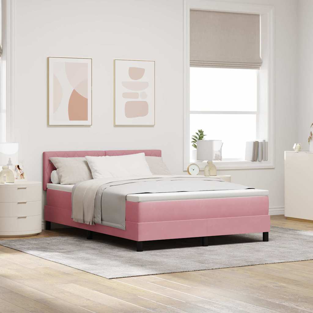 vidaXL Lit coffre à LED avec matelas et LED Rose 140 x 200 cm Velours
