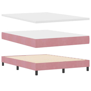 vidaXL Lit coffre à LED avec matelas et LED Rose 140 x 200 cm Velours