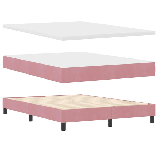 vidaXL Lit coffre à LED avec matelas et LED Rose 140 x 200 cm Velours