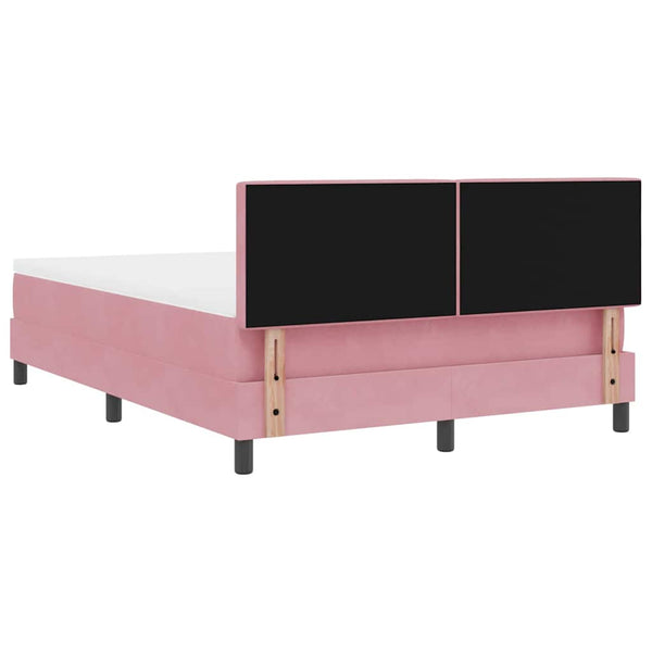 vidaXL Lit coffre à LED avec matelas et LED Rose 140 x 200 cm Velours