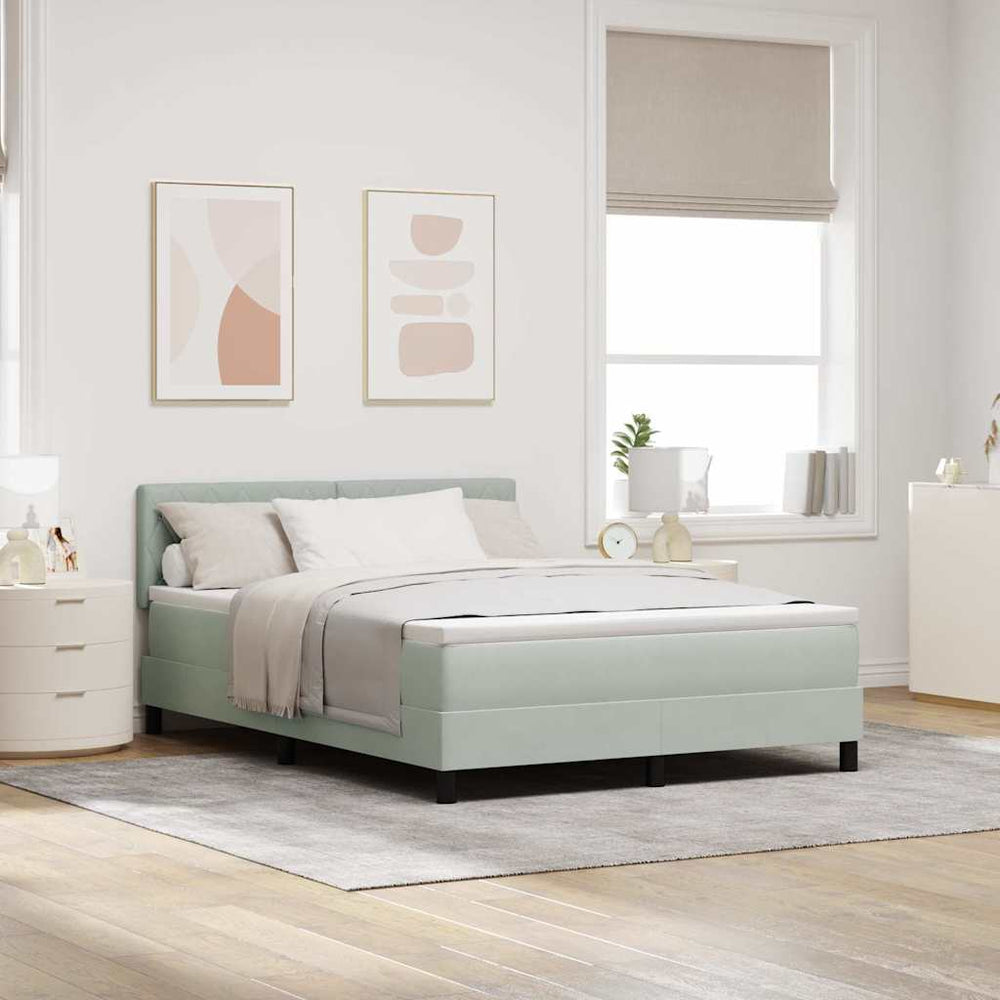 LED Boxspringbett mit Matratze Hellgrau 160x200 cm