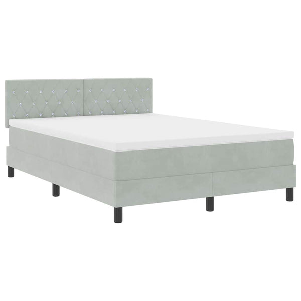 vidaXL Lit coffre à LED avec matelas Gris clair 160 x 200 cm Velours
