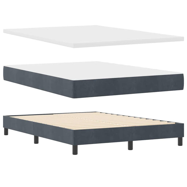 vidaXL Lit coffre à LED avec matelas Gris foncé 160 x 200 cm Velours