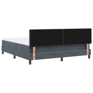 vidaXL Lit coffre LED avec matelas Gris foncé 180 x 200 cm Velours