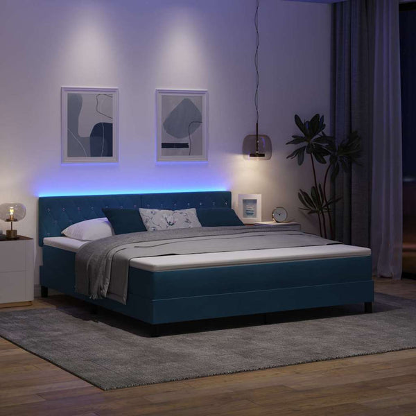 LED Boxspringbett mit Matratze Dunkelblau 180x200 cm