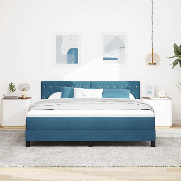 LED Boxspringbett mit Matratze Dunkelblau 180x200 cm