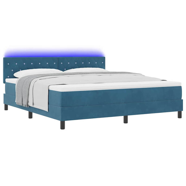 LED Boxspringbett mit Matratze Dunkelblau 180x200 cm