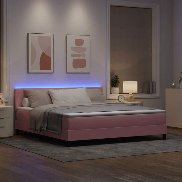 LED Boxspringbett Rosa 180x200 cm mit Matratze