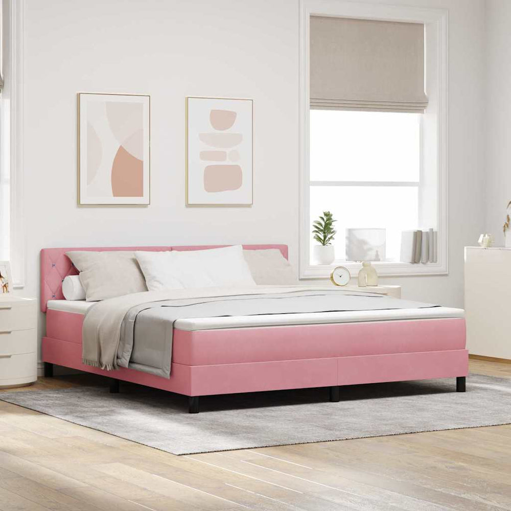 LED Boxspringbett Rosa 180x200 cm mit Matratze