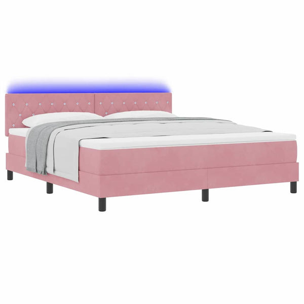 LED Boxspringbett Rosa 180x200 cm mit Matratze
