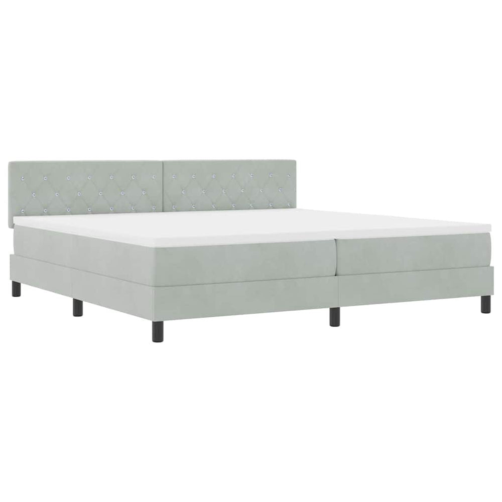 LED Boxspringbett mit Matratze Hellgrau 200x200 cm