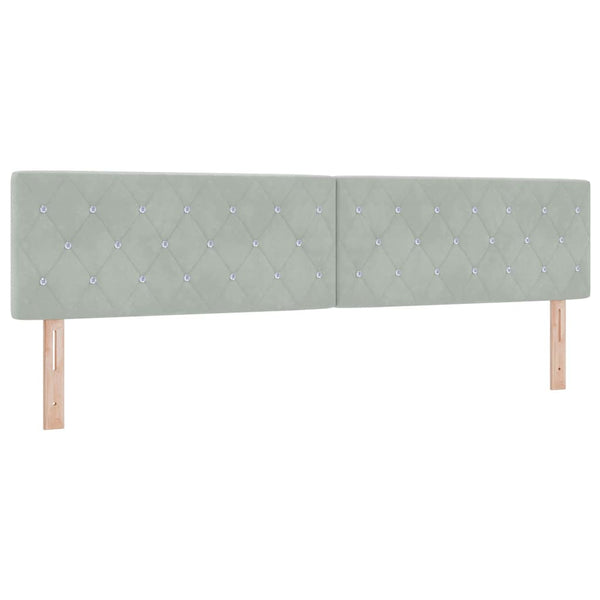 vidaXL Lit double tapissier LED avec matelas Gris clair 200 x 200 cm Velours