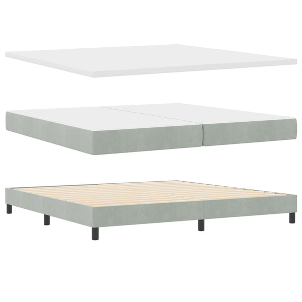 vidaXL Lit double tapissier LED avec matelas Gris clair 200 x 200 cm Velours
