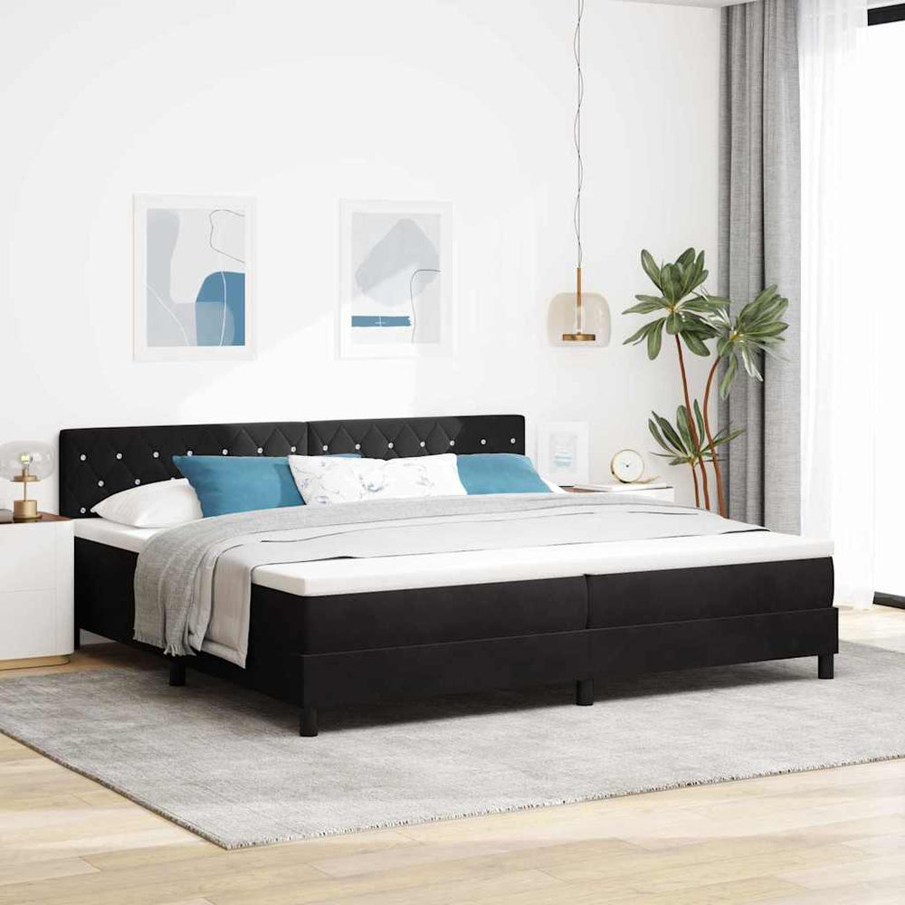 LED Boxspringbett mit Matratze 200x200 cm Samt Schwarz