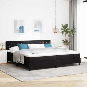 vidaXL Lit LED avec matelas Velours noir 200 x 200 cm