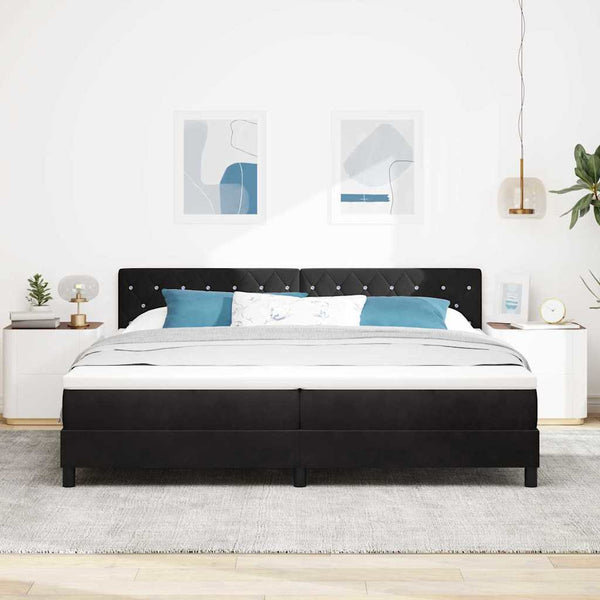 vidaXL Lit LED avec matelas Velours noir 200 x 200 cm