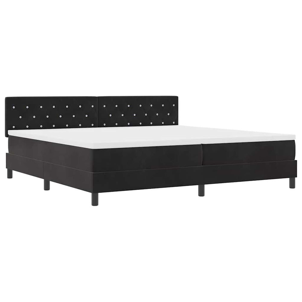 LED Boxspringbett mit Matratze 200x200 cm Samt Schwarz