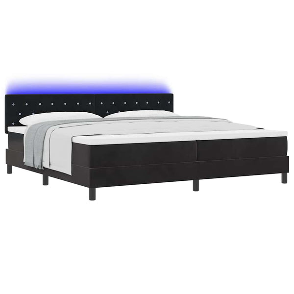 vidaXL Lit LED avec matelas Velours noir 200 x 200 cm