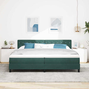 LED Boxspringbett Dunkelgrün 200x200 cm Samt
