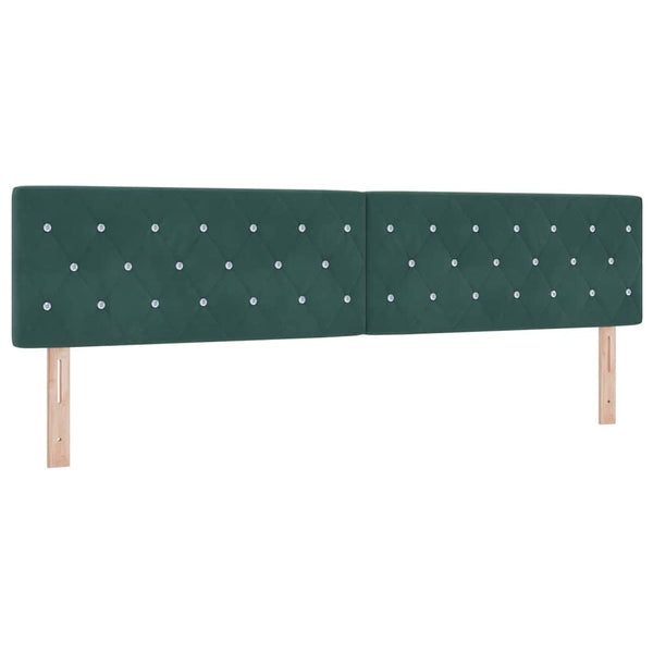 LED Boxspringbett Dunkelgrün 200x200 cm Samt