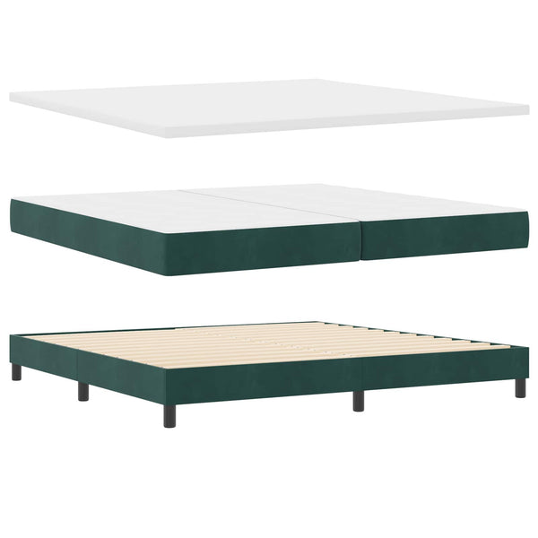 LED Boxspringbett Dunkelgrün 200x200 cm Samt