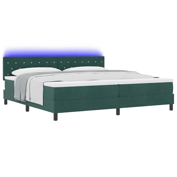 LED Boxspringbett Dunkelgrün 200x200 cm Samt